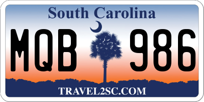 SC license plate MQB986
