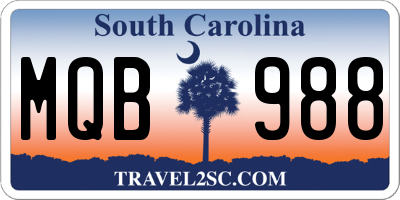 SC license plate MQB988