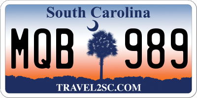 SC license plate MQB989