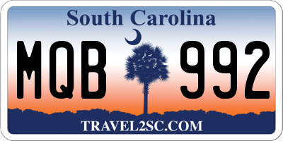 SC license plate MQB992