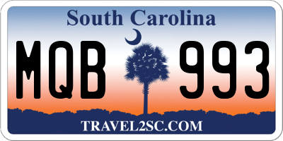 SC license plate MQB993