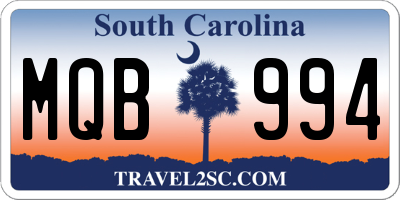 SC license plate MQB994