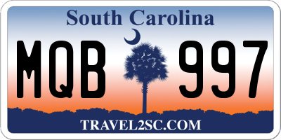 SC license plate MQB997