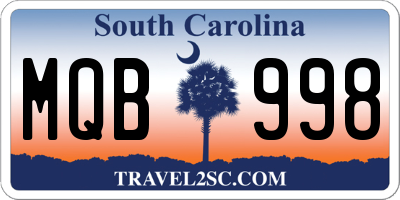 SC license plate MQB998