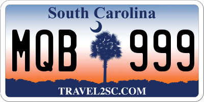 SC license plate MQB999