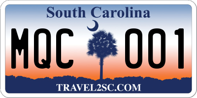SC license plate MQC001