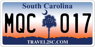 SC license plate MQC017
