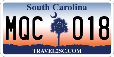 SC license plate MQC018
