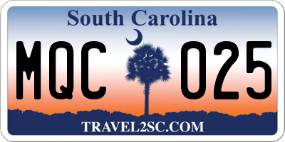 SC license plate MQC025