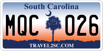 SC license plate MQC026