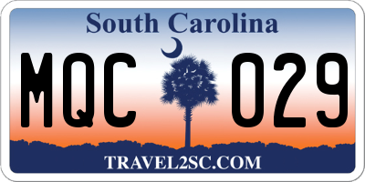 SC license plate MQC029