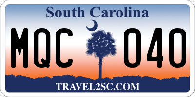 SC license plate MQC040