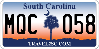 SC license plate MQC058