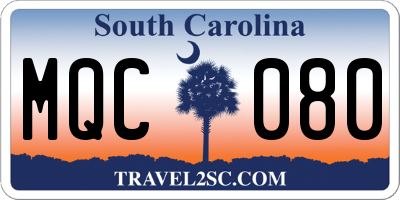 SC license plate MQC080