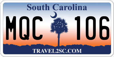 SC license plate MQC106