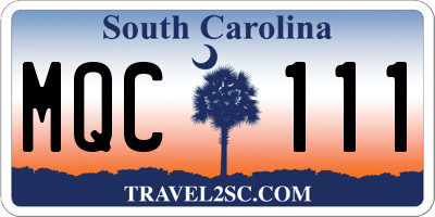 SC license plate MQC111