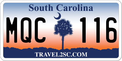 SC license plate MQC116