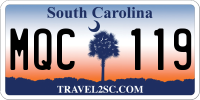 SC license plate MQC119