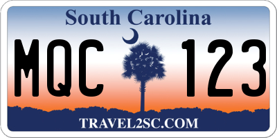 SC license plate MQC123