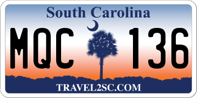 SC license plate MQC136