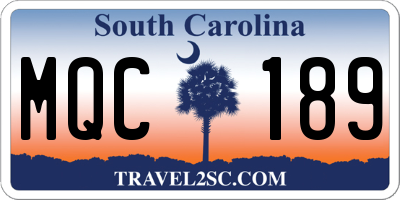 SC license plate MQC189