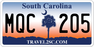 SC license plate MQC205