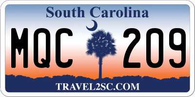 SC license plate MQC209