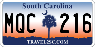 SC license plate MQC216
