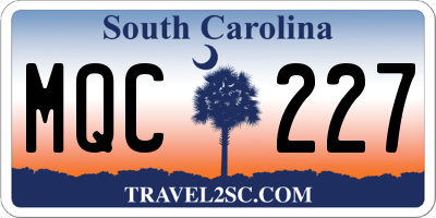 SC license plate MQC227