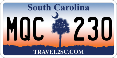 SC license plate MQC230
