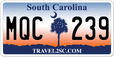 SC license plate MQC239