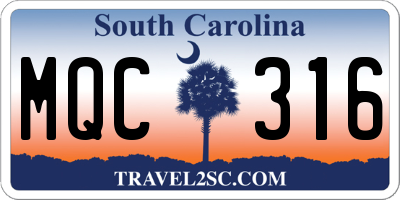 SC license plate MQC316