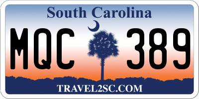 SC license plate MQC389