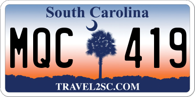 SC license plate MQC419