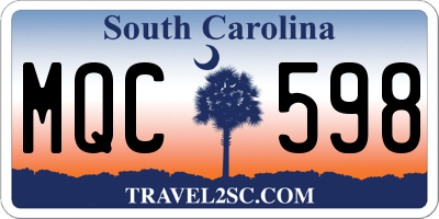 SC license plate MQC598