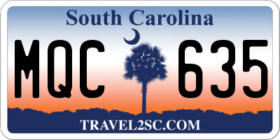 SC license plate MQC635