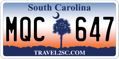 SC license plate MQC647