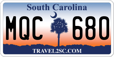 SC license plate MQC680