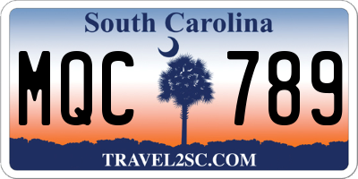 SC license plate MQC789