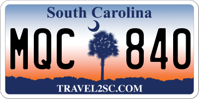 SC license plate MQC840