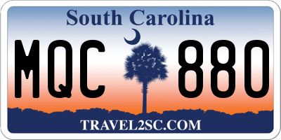 SC license plate MQC880