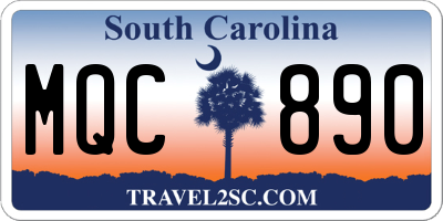 SC license plate MQC890