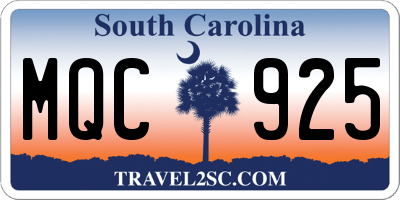 SC license plate MQC925