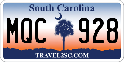 SC license plate MQC928