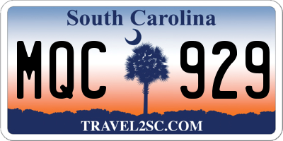 SC license plate MQC929