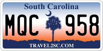 SC license plate MQC958