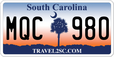 SC license plate MQC980