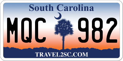 SC license plate MQC982