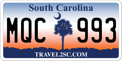 SC license plate MQC993