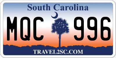 SC license plate MQC996